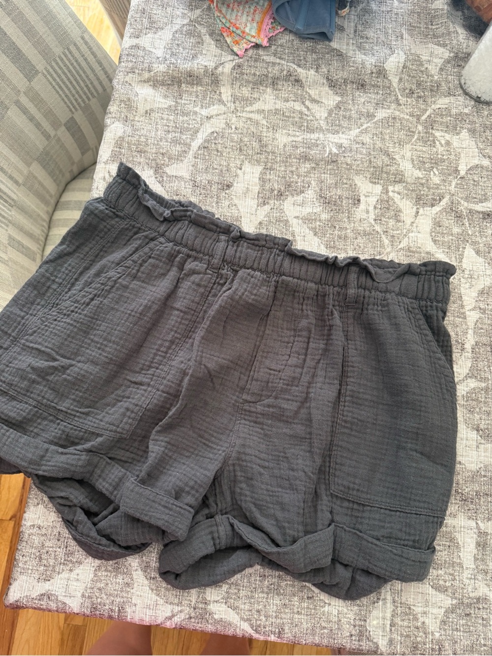 aerie Charcoal Gray High-Waist Gauze Shorts